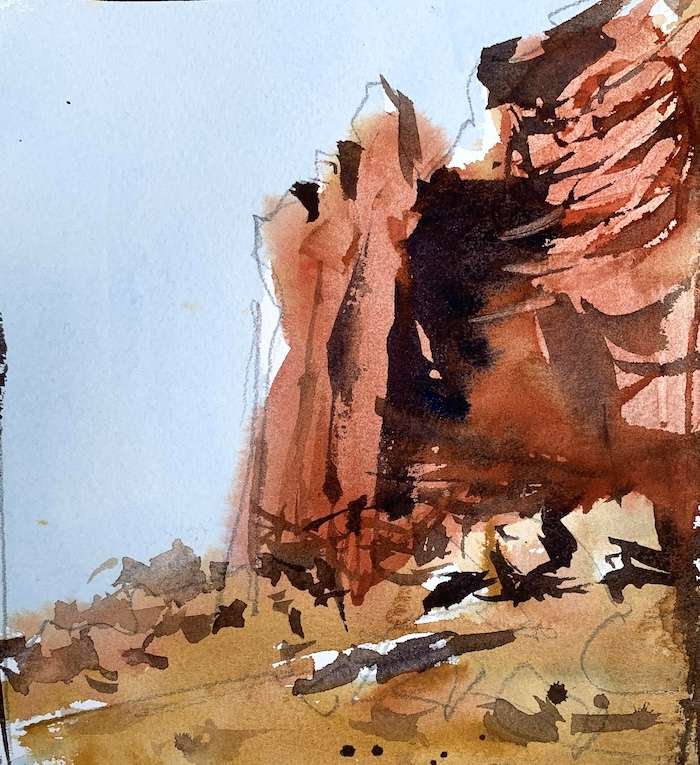 Paint a Southwest landscape with watercolors