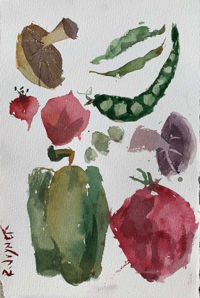 Simple Watercolor Idea - fruit and veggies