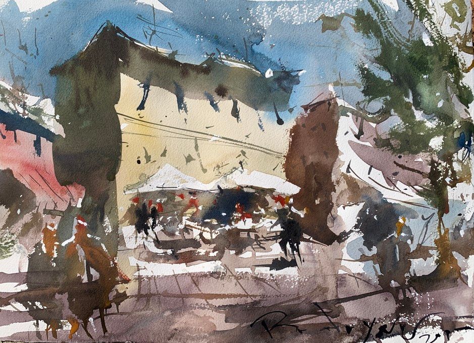 Loose Cafe Scene With Watercolors Video Demo