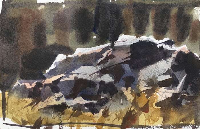 Chunky rocks with watercolors