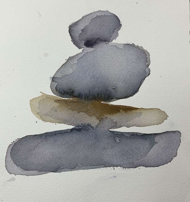 Easy watercolor idea with stacked stones