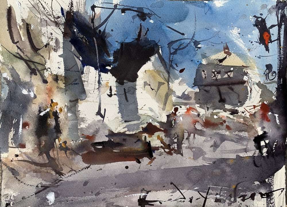 Learn How to Paint Abstract Watercolor Urban Scenery