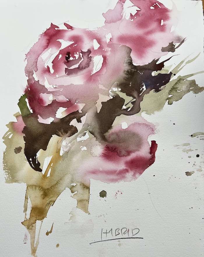 Loose roses with painted various was techniques