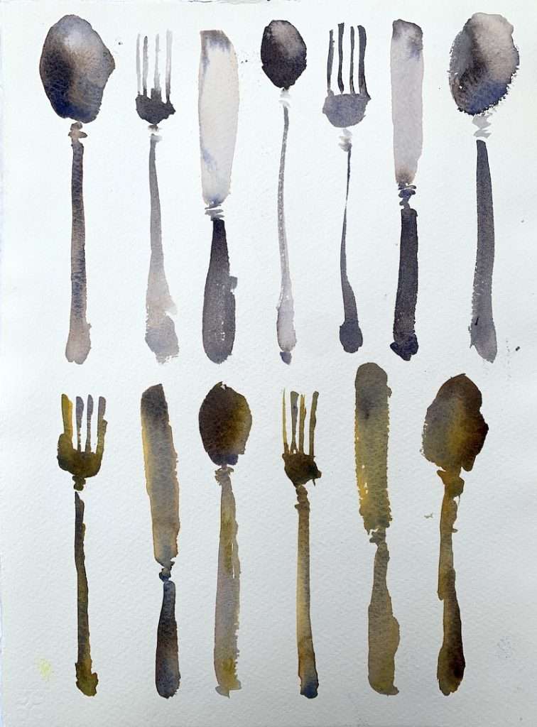 Simple Watercolor Idea - Silverware