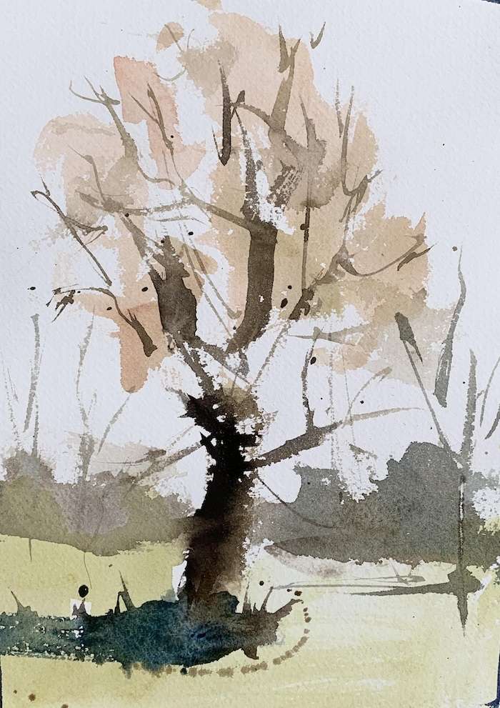 More watercolor tree painting examples for beginners